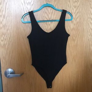 Black ribbed body suit